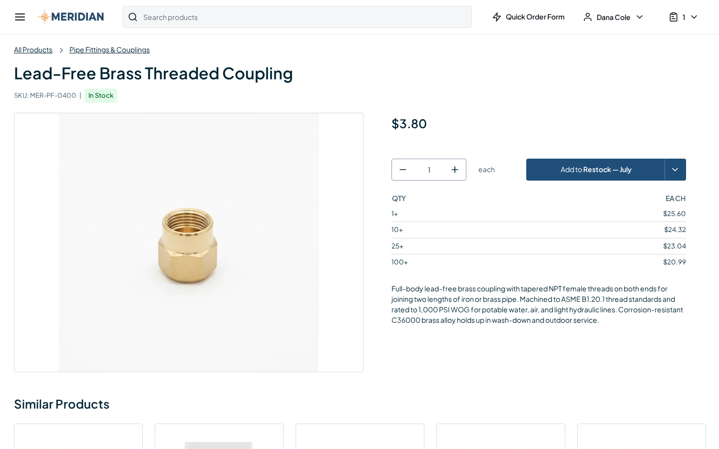 OroCommerce product detail page with tier pricing